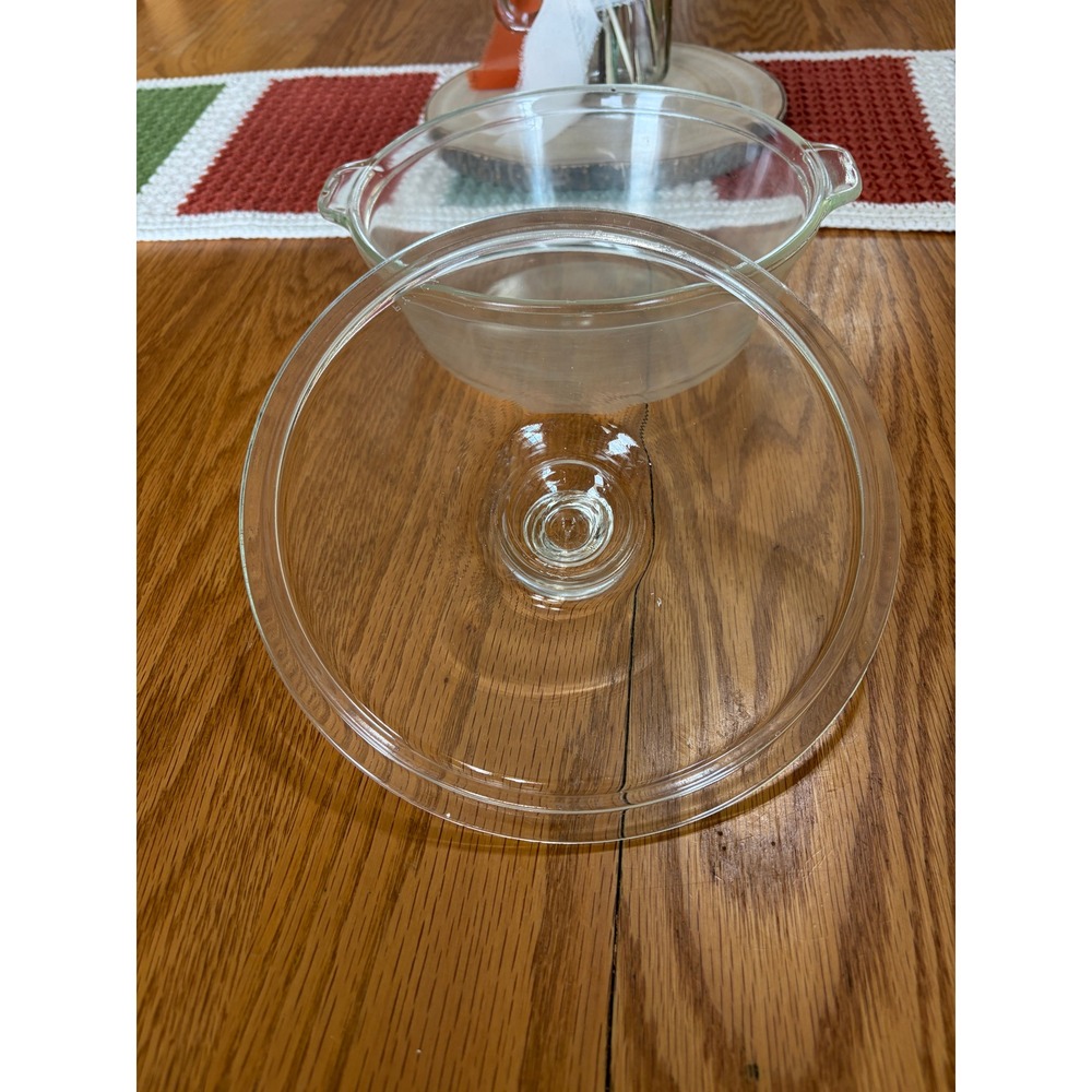 Vintage Pyrex 023 Clear Glass 1.5 Qt Round Casserole Dish with Lid Tab Handles‎ - Picture 7 of 9
